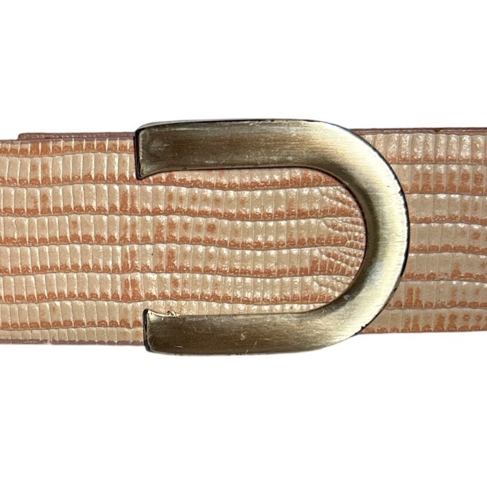 Cipriani Spain Tan Peach Lizard Grain Leather Belt Metal Buckle Medium 28"-32"